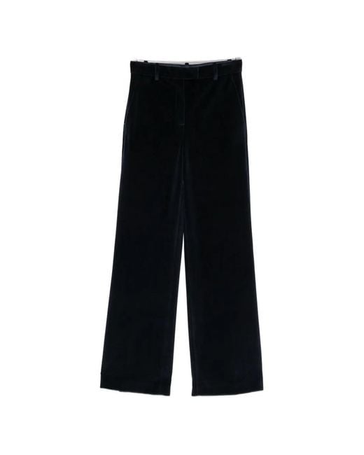Circolo 1901 Black Velvet Wide-Leg Trousers