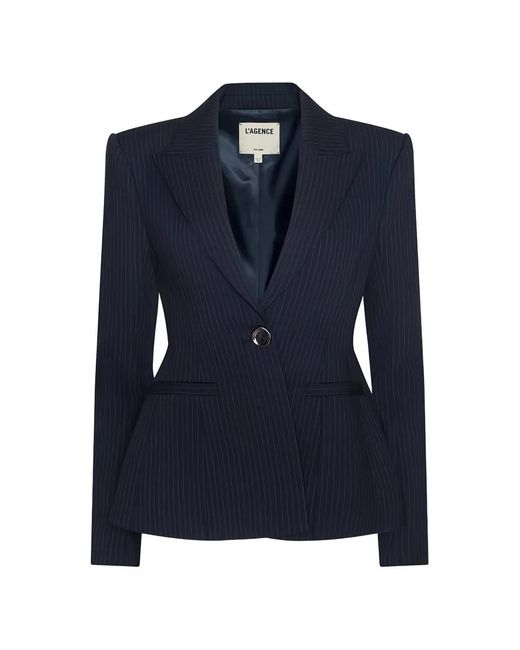 L'Agence Blue Therese Pinstripe Blazer
