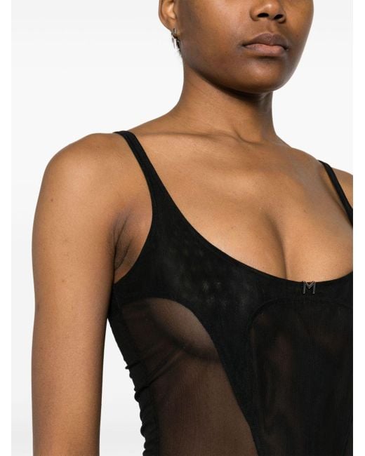 Body en résille à design corset Mugler en coloris Black