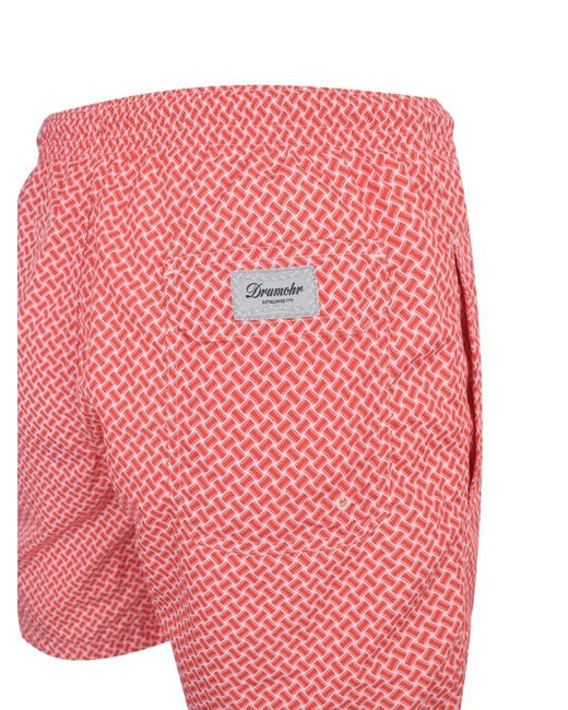 Drumohr Pink Geometric-Print Drawstring Shorts for men