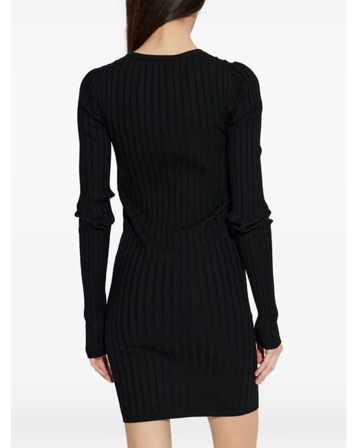 Dolce & Gabbana Black Buttoned V-Neck Mini Dress