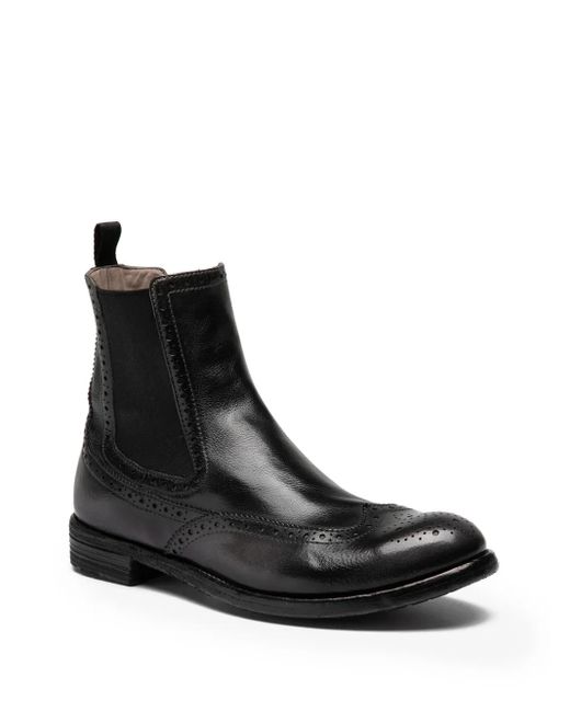 Officine Creative Black Lexikon 151 Elastic-Panel Brogue Boots