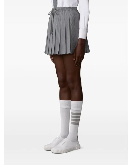 Thom Browne Gray Drawstring Pleated Mini Skirt
