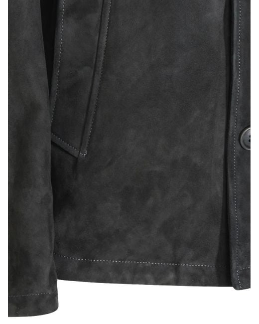 Salvatore Santoro Black Buttoned Leather Jacket for men