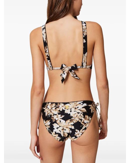 Twinset Black Floral-Print Bikini Top