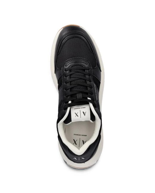 ARMANI EXCHANGE Black Logo-Print Panelled Sneakers for men