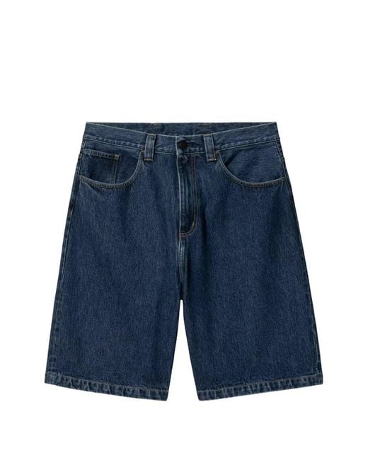 Carhartt Blue Brandon Logo-Patch Denim Shorts for men