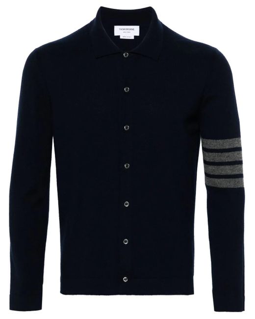 Thom Browne Blue 4-Bar Stripe Cashmere Cardigan for men