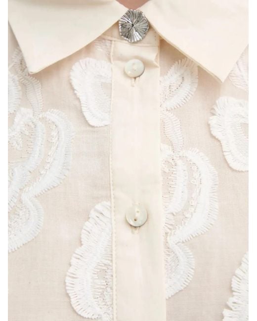 Bruuns Bazaar White Floral-Embroidered Shirt