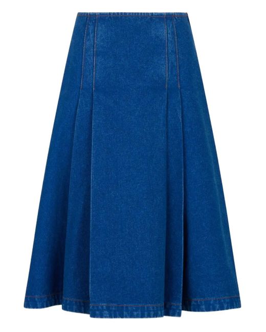 Gonna Denim Con Pieghe di Marni in Blue