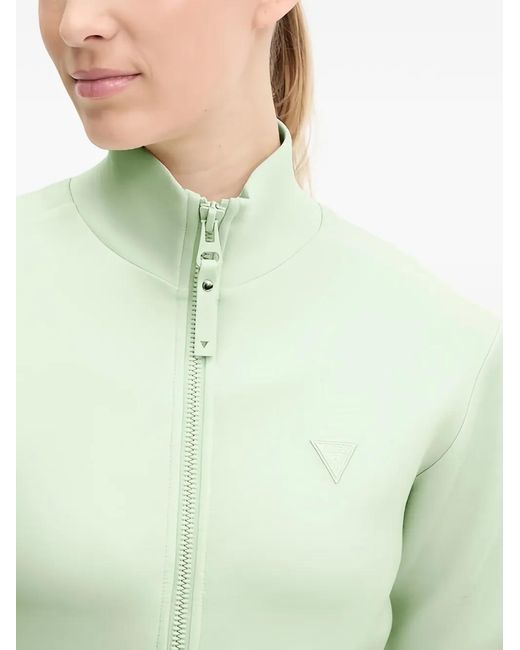 Guess Green Zip-Up Mock-Neck Sweatshirt