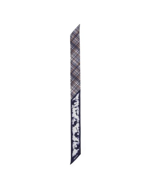 Prada White Printed Silk Twill Skinny Scarf