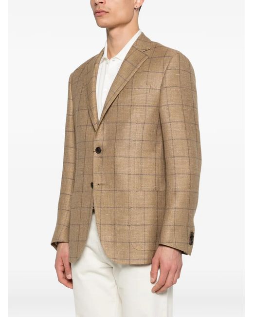Corneliani Natural Checked Button Jacket for men