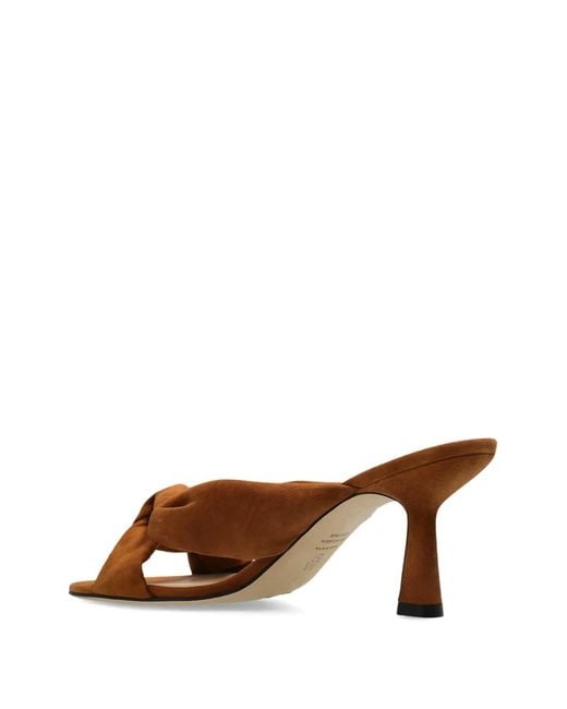Stuart Weitzman Brown Soplaya Knot-Detail Heeled Sandals