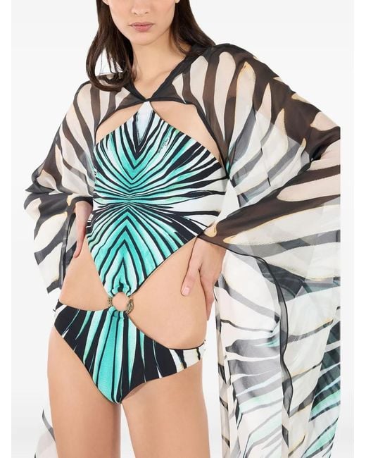 Roberto Cavalli White Sheer Ray Of Sea Printed Cover-Up