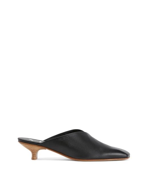 Giuseppe Zanotti Black Square-Toe Leather Mules