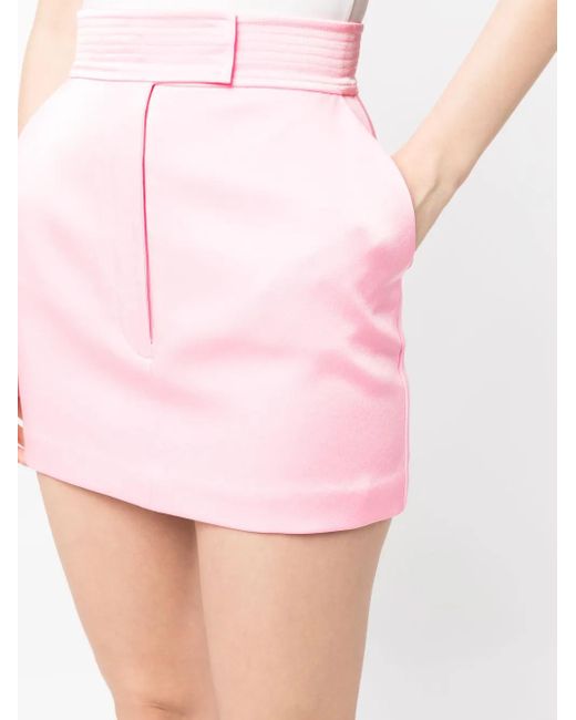 Alex Perry Pink High-Waisted Satin-Finish Skirt