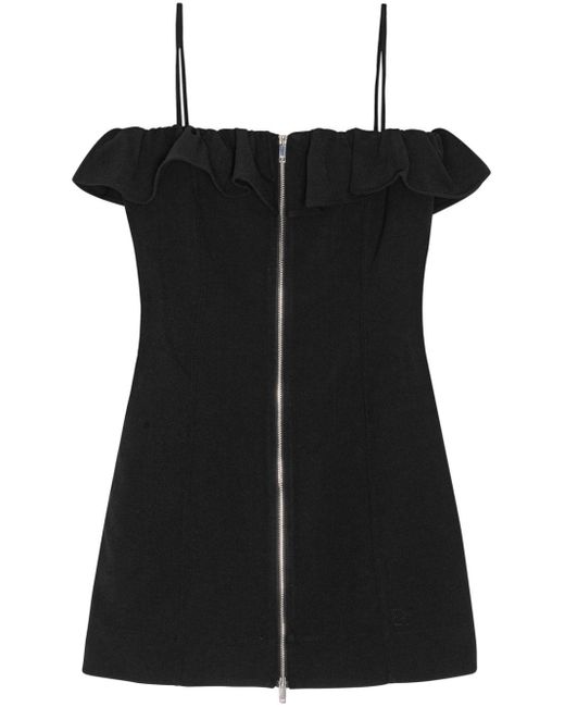Ganni Mini-jurk Met Ruches in het Black