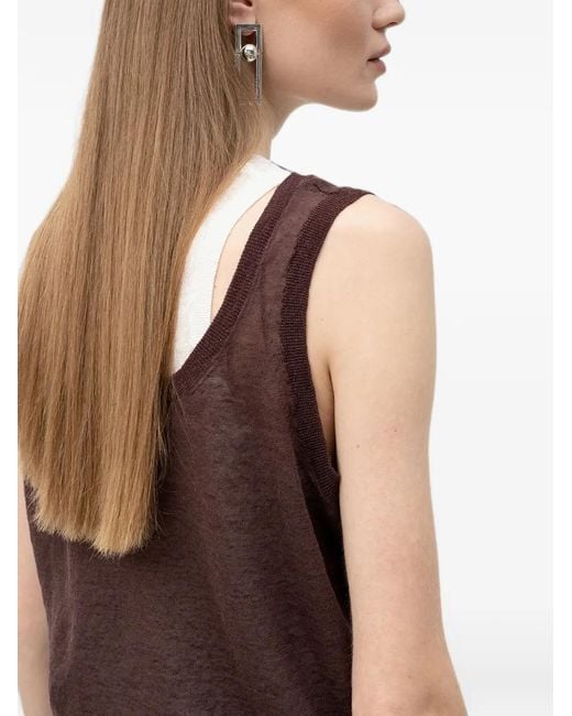 Boss Brown Scoop-Neck Layered Top