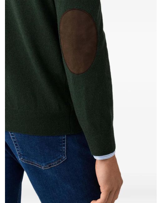 Hackett Green Patch-Detail Crew-Neck Knit for men