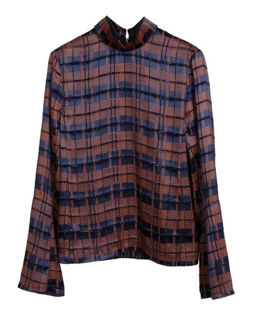 3.1 Phillip Lim Hester Geruite Blouse Met Hoge Hals in het Blue