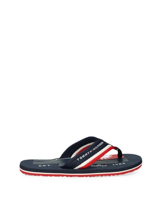 Tommy Hilfiger Blue Logo-Print Flip-Flops for men
