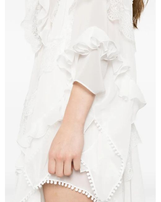 LES FILLES D'EVA White Ruffled Asymmetric Dress