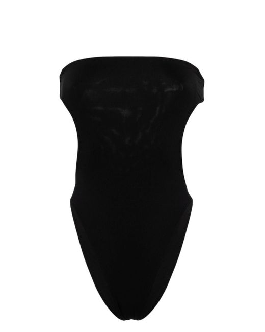 Saint Laurent Black Strapless Cut-out Swimsuit