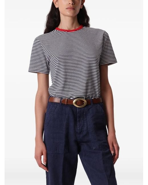 Fortela Purple Striped-Pattern T-Shirt