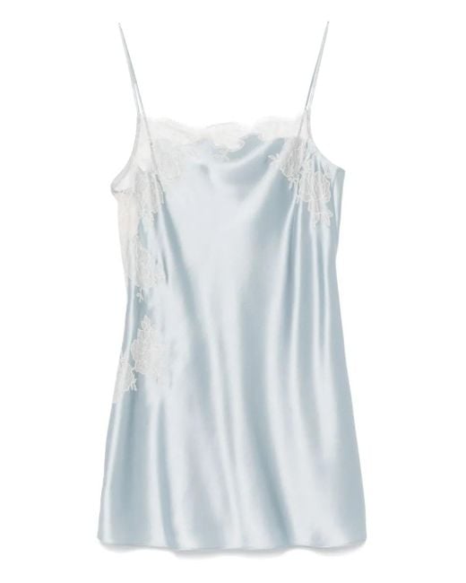 Carine Gilson Blue Camisole-Kleid Aus Seidensatin
