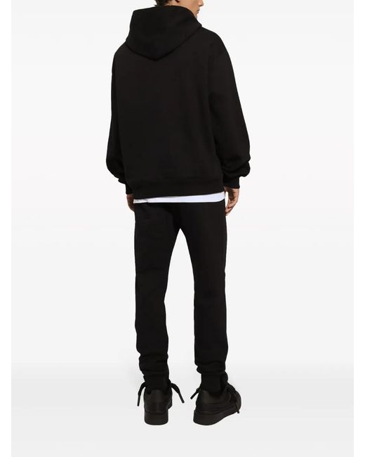Dolce & Gabbana Black Rhinestone-Embellished Cotton Hoodie for men