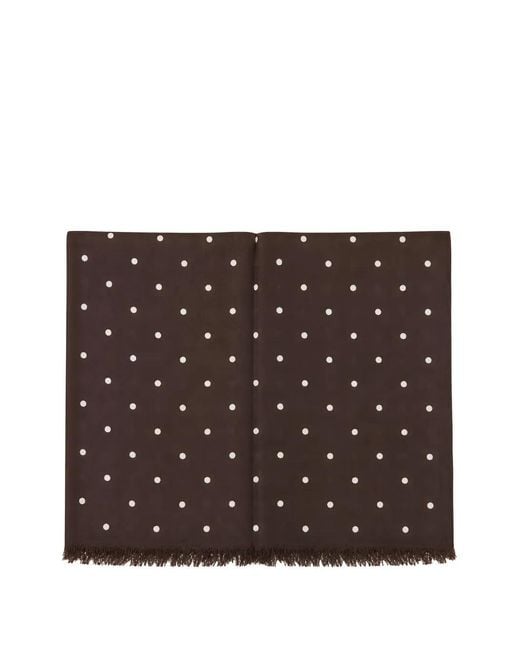 Benetton Brown Polka-Dot Frayed Scarf