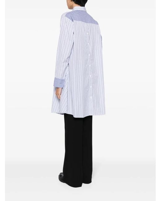 Yohji Yamamoto Blue Asymmetric Striped Cotton Shirt