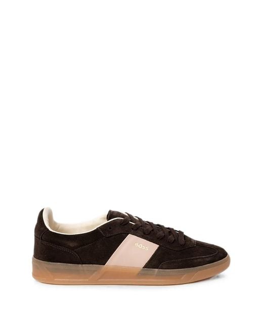 Boss Black Suede Panelled Sneakers