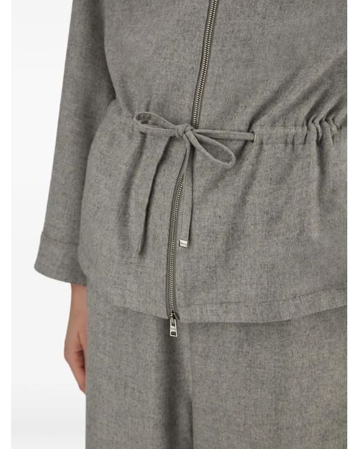 Herno Gray Resort Drawstring-Waist Parka Coat