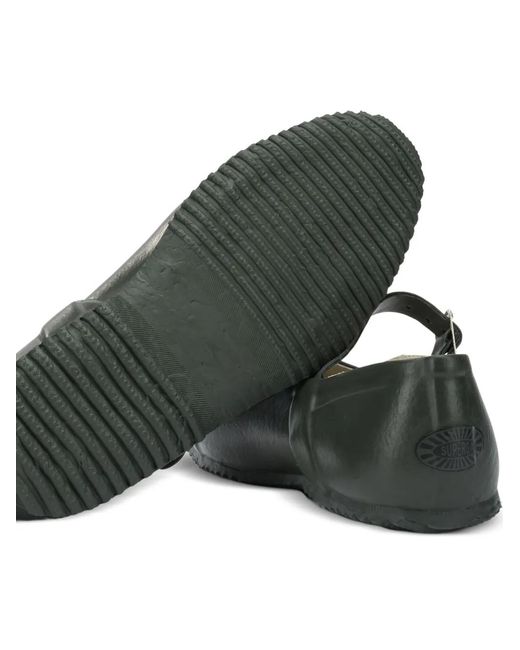 Superga Green Buckled-Strap Ballet Flats