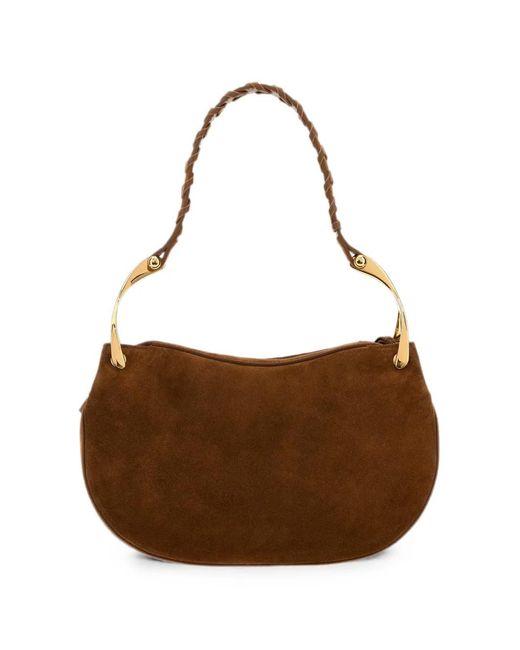 McQueen Brown Wishbone Suede Shoulder Bag