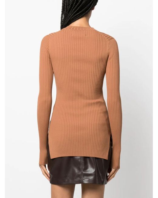 Nanushka Brown Bardia Ribbed Knitted Top