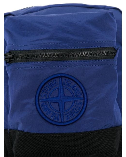 Borsa Messenger Con Applicazione Compass di Stone Island in Blue da Uomo