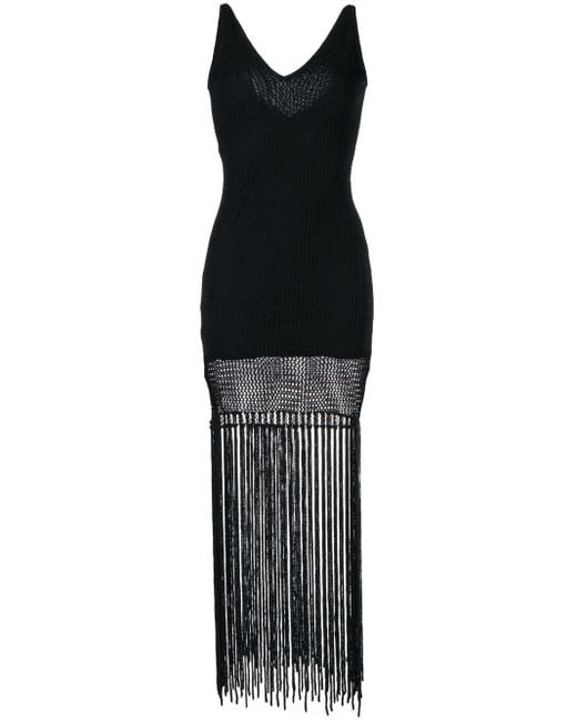 STAUD Cotton Layered Fringed Mini Dress in Black | Lyst Canada