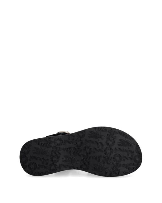 Fly London Black Buckle-Fastening Leather Sandals