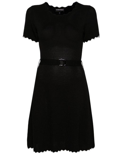 Vestido corto con cinturón en 3D Emporio Armani de color Black