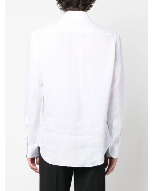 Giorgio Armani White Linen Short-Sleeve Shirt For for men