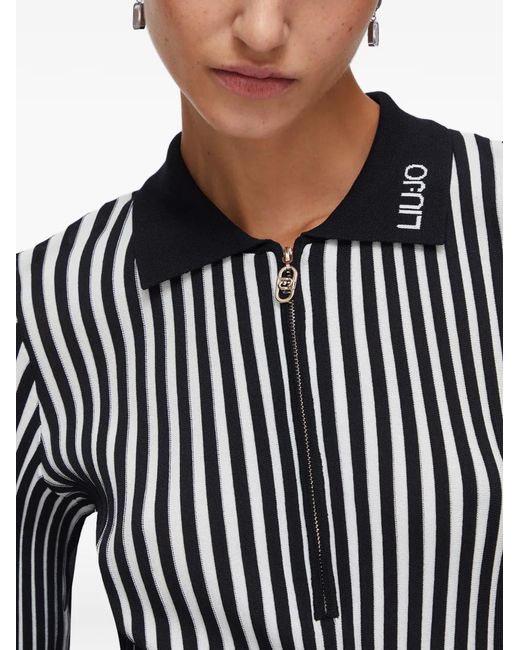Liu Jo Black Half-Zip Ribbed Top