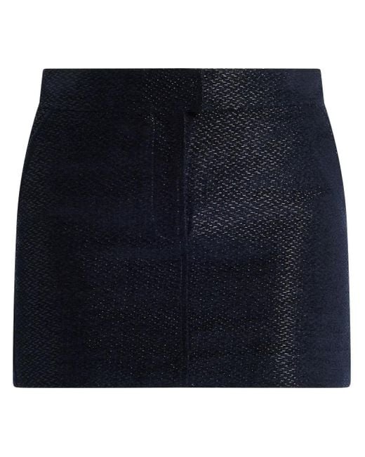 Tom Ford Blue Woven-Design Mini Skirt
