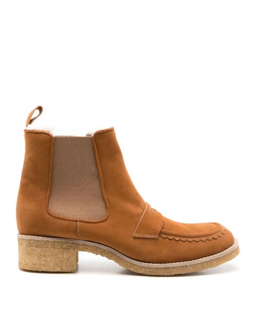 Sarah Chofakian Brown Pullman Leather Ankle Boots