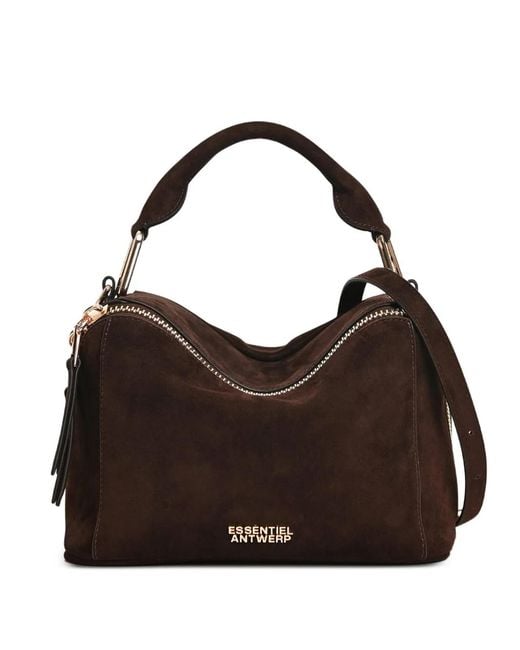 Essentiel Antwerp Brown Karin Suede Tote Bag