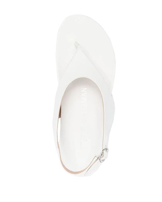 Stuart Weitzman White Summer Thong Open-Toe Sandals