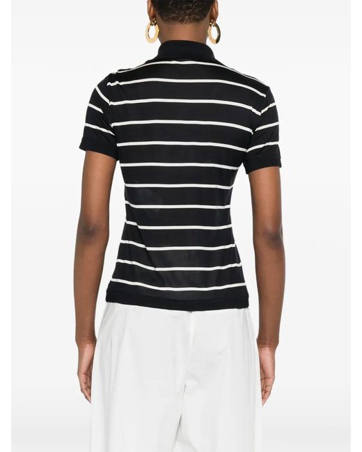 Max Mara Black Striped Polo Top