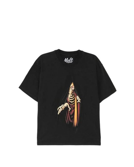 Melt Black Graphic-Print Round Neck T-Shirt for men